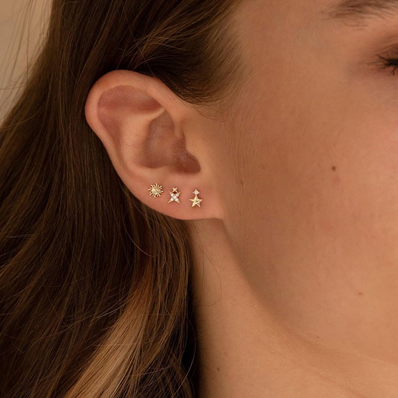 VRIUA 20G Tiny Flat Back Earrings for Women - 14K Gold/Silver Plated Small Flat Back Stud Earrings Hypoallergenic Cartilage Helix Piercing Jewelry - Image 3